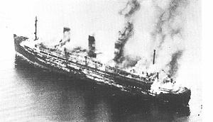 SS Cap Arcona burning in the Bay of Lübeck, May 3, 1945