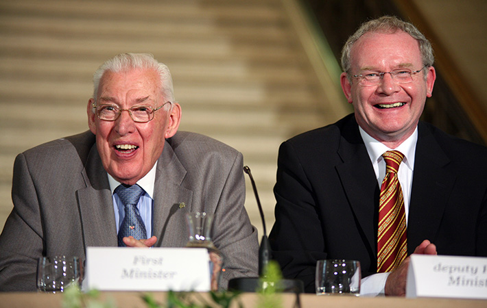 MI Rev Ian Paisley DUP Martin McGuinness Sinn Fein Stormount Photocall