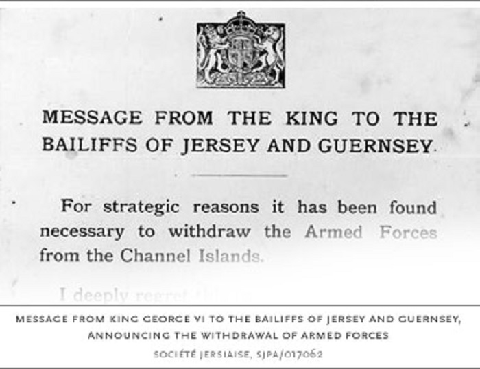 Message from King George to Bailiffs of Jersey and Guernsey