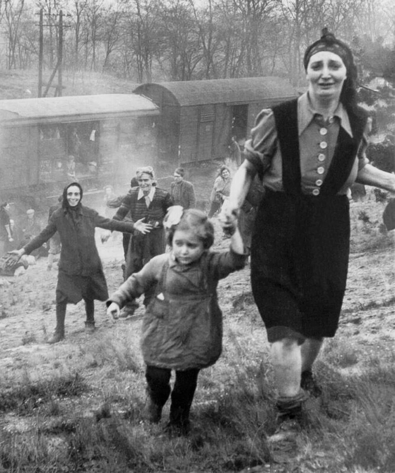 Jewish prisoners after being liberated from a death train, 1945 small (2)